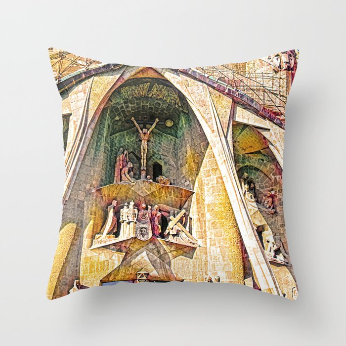 Gaudi Sagrada Familia, Barcelona - Detail Throw Pillow