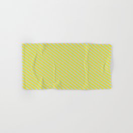 [ Thumbnail: Yellow & Light Blue Colored Lines Pattern Hand & Bath Towel ]