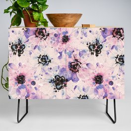 Abstract flowered paint modern Credenza