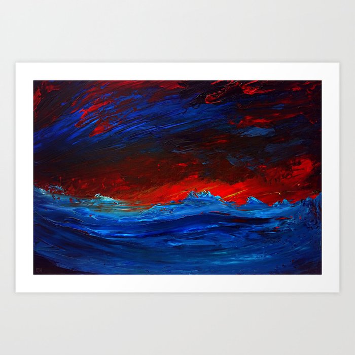 Crimson Sky Seascape Art Print