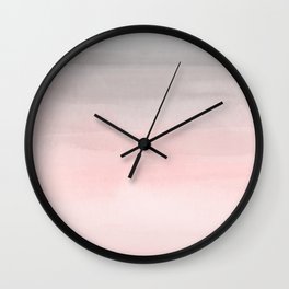 Blushing Pink & Grey Watercolor Wall Clock