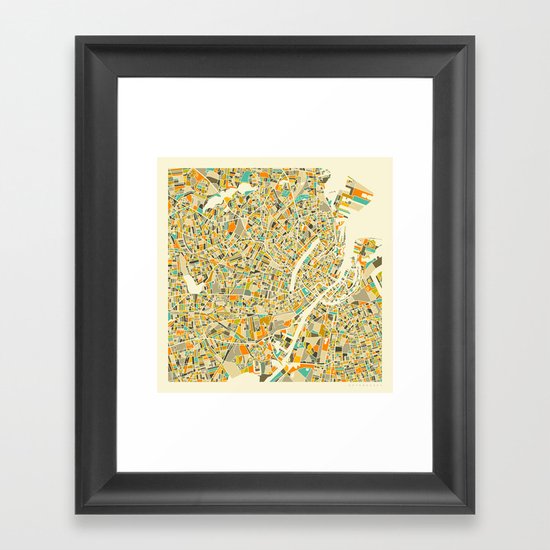 COPENHAGEN MAP Framed Art Print
