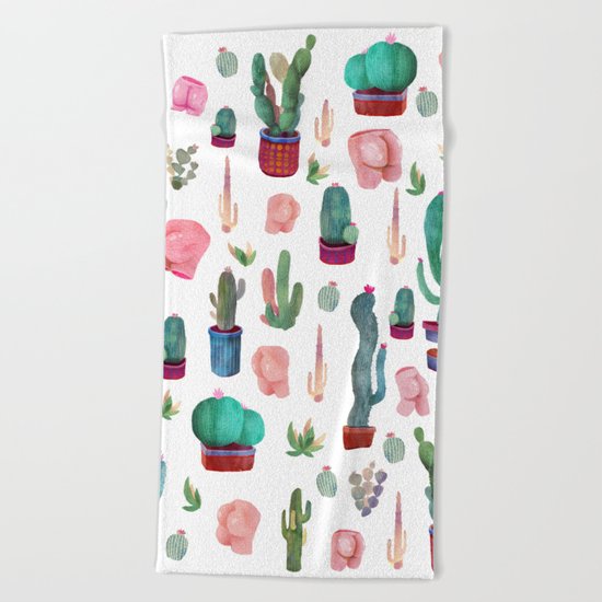 cactus and butts Beach Towel