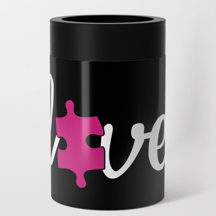 Autism Love Pink Puzzle Can Cooler