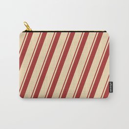 [ Thumbnail: Brown & Tan Colored Lines/Stripes Pattern Carry-All Pouch ]