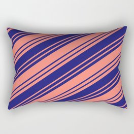 [ Thumbnail: Salmon & Midnight Blue Colored Stripes/Lines Pattern Rectangular Pillow ]