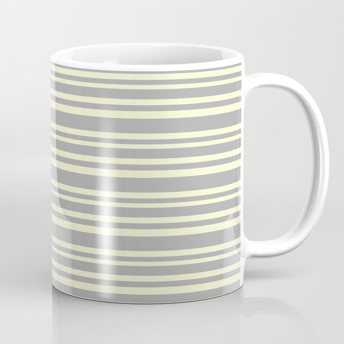 Dark Grey & Light Yellow Colored Striped Pattern Coffee Mug