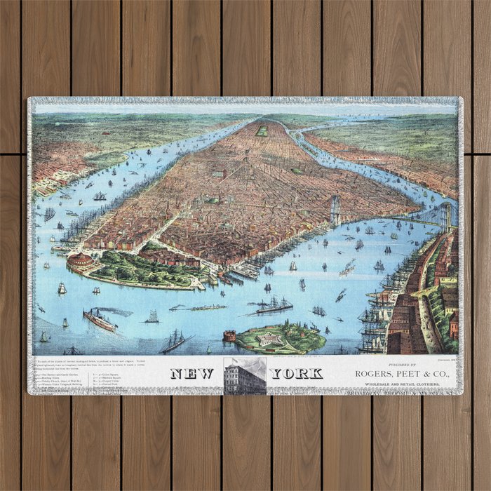 New york old pictorial map Outdoor Rug