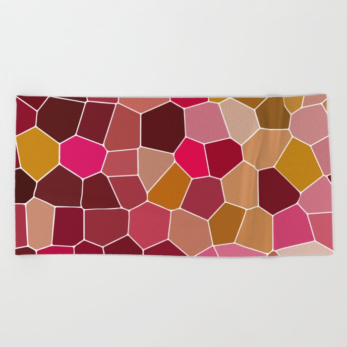 Hexagon Abstract Pink_Olive Beach Towel