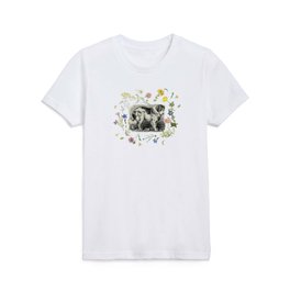 St.Bernard Dog & Alpine Wildflowers - Mint Green  Kids T Shirt