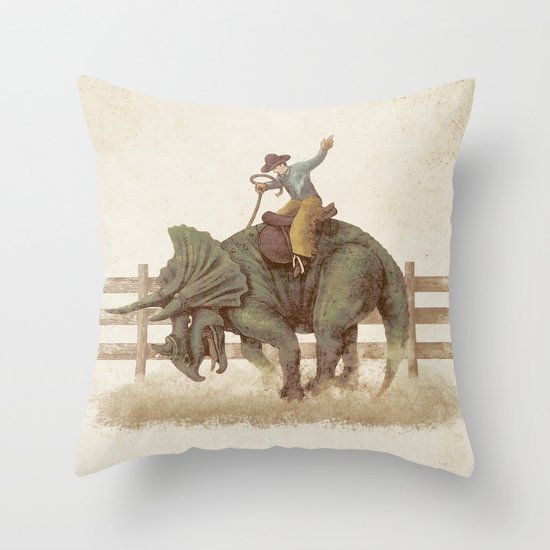 Dino Rodeo Throw Pillow