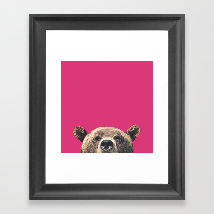 Bear - Pink Framed Art Print