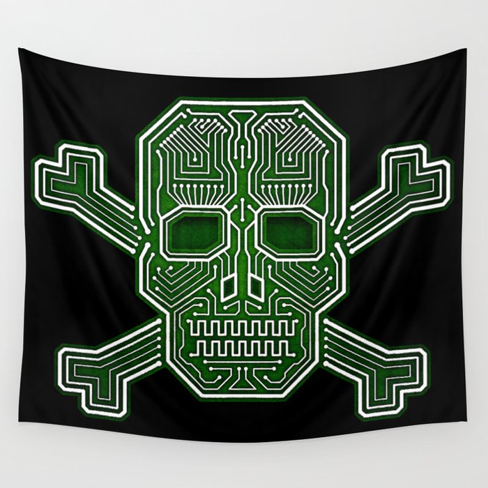 Hacker Skull Crossbones (isolated version) Wall Tapestry