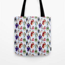 Winter Owls with Scarves Tote Bag
