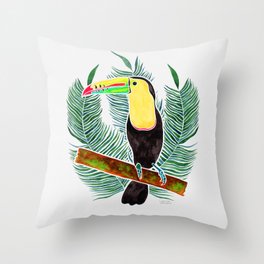 Jungle Toucan Watercolor Throw Pillow