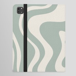 Retro Liquid Swirl Abstract Pattern Eucalyptus Sage Green iPad Folio Case