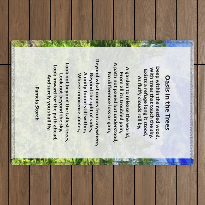 Oasis in the Trees Poem Outdoor Rug