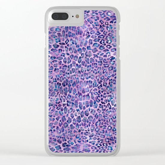Purple Leopard Print Clear iPhone Case