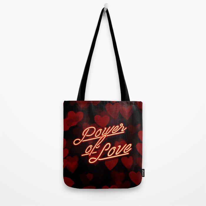 Inspirational Love Quotes Retro Neon Sign Valentine S Red Black Hearts Bokeh Pattern Tote Bag By Toomuchfun Society6