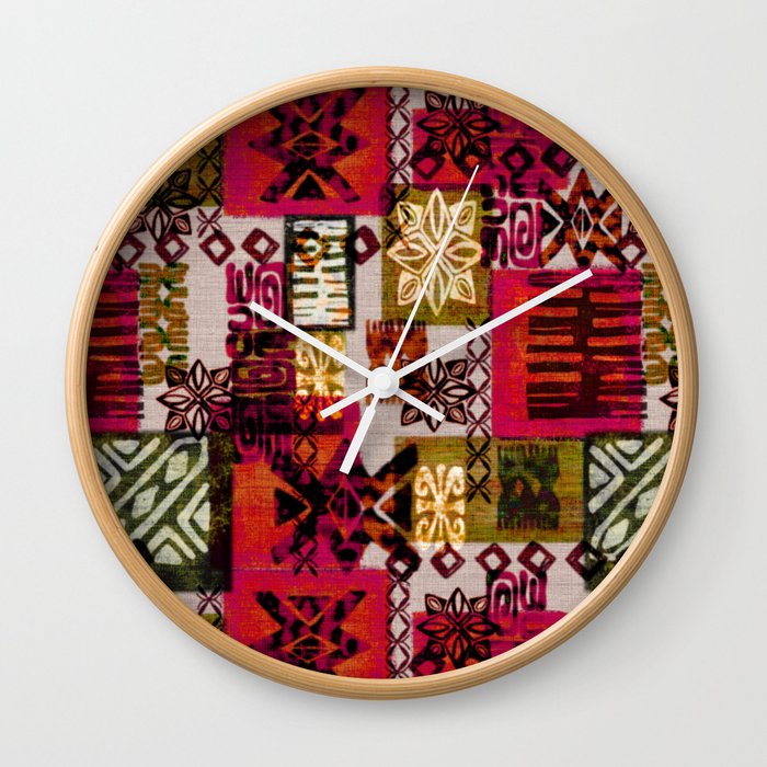 Retro Tiki Era Hawaiian Tropical print Wall Clock