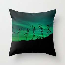 Skeletons dancing on top of a hill in oblivion Throw Pillow