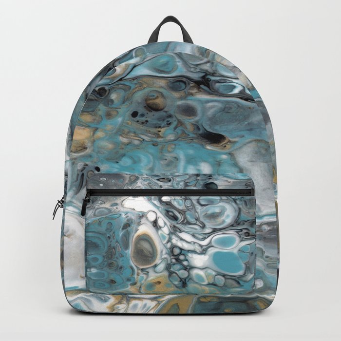 Turquoise White Gold Faux Marble Granite Backpack