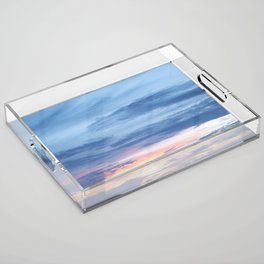 Blue and pink sunset clouds - dreamy abstract nature photography Acrylic Tray