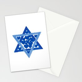 Jewish Star with Hearts Stationery Card