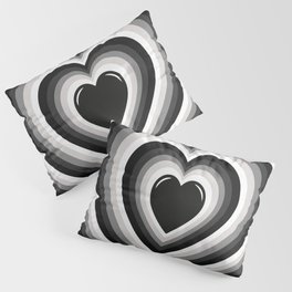Black Heart - Groovy y2k hearts b&w  Pillow Sham