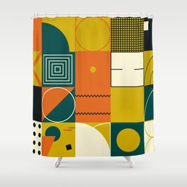 Geometric artwork design with simple shapes and figures. Abstract pattern Shower Curtain
