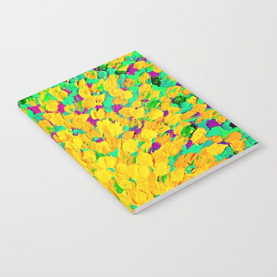 SPRING SPLASH - Bright Cheerful Lime Sunshine Yellow Lavender Lilac Purple Ocean Beach Waves Notebook