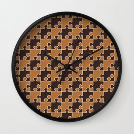 Jigsaw Puzzle Pattern - Chocolate Honeycomb Palette  Wall Clock | Bears, Honeycomb, Puzzler, Graphicdesign, Jigsaws, Digital, Autumn, Chocolate, Rich, Fall 
