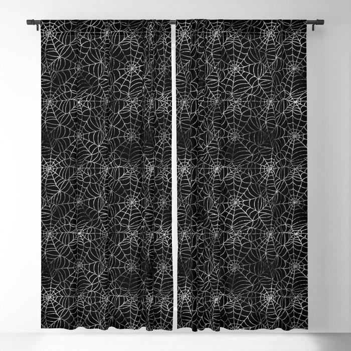 Silver Grunge Spider Web Pattern Blackout Curtain