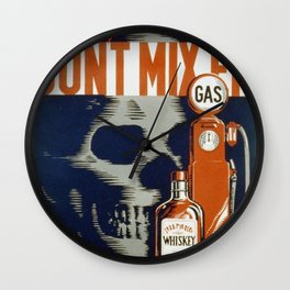 Don't mix 'em - Skull Whiskey Gas Illustration Wall Clock