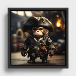 Chibi Pirate Ape #1 Framed Canvas