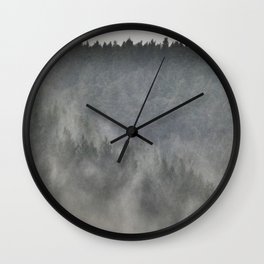 Misty Morning in a Scottish Highlands Pine Forest in I Art  Wall Clock