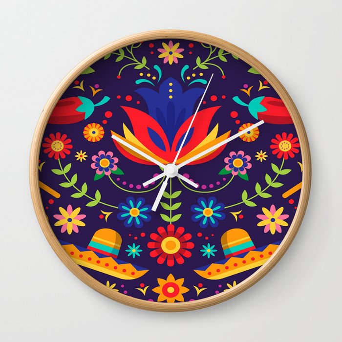 Mexican Embroidery Wall Clock