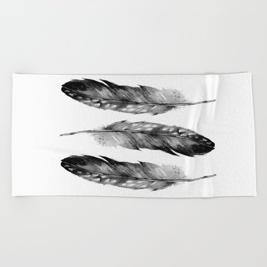 Three Feathers Black And White II Beach Towel