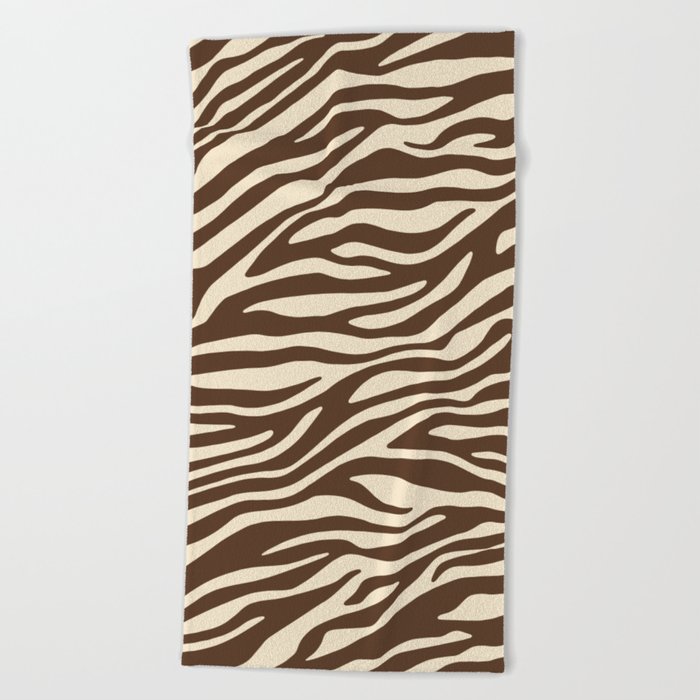 Coffee Brown Zebra Animal Print Beach Towel