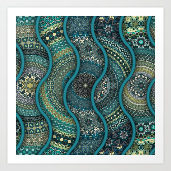 Colorful abstract ethnic floral mandala pattern design Art Print