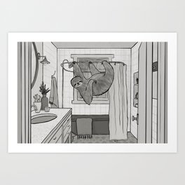 Sloth In The Bathroom Three Art Print