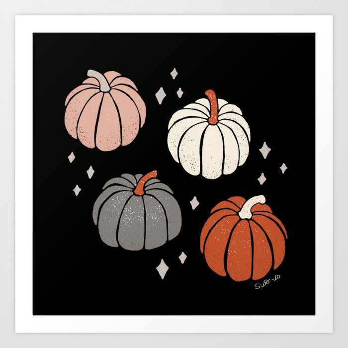 Peachy Pumpkin - Black, Gray, Orange and Pink Palette Art Print