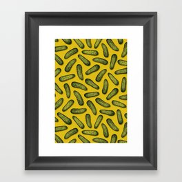 A Plethora Of Pickles - Green & Yellow Gherkin Pattern Framed Art Print