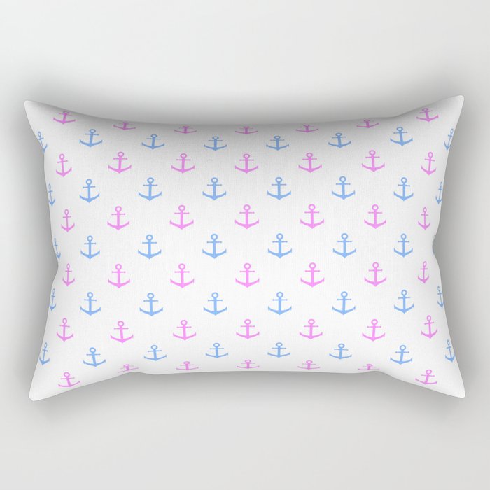Pink and Blue Nautical Anchors Rectangular Pillow