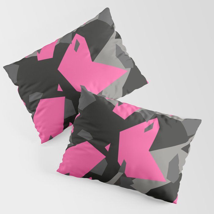 Black\Grey\Pink Geometric Camo Pillow Sham