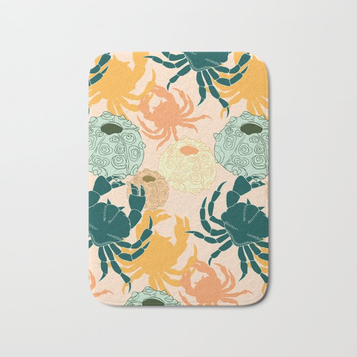 Sea theme tropical crab and shells Bath Mat