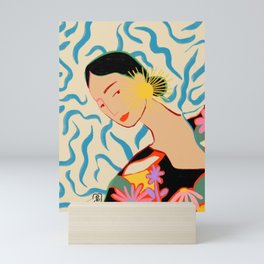 SMILING WOMAN AND SUNSHINE Mini Art Print