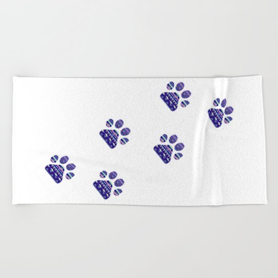 Aztec Paw Prints (Dog & Puppy, Animal Lovers) Beach Towel