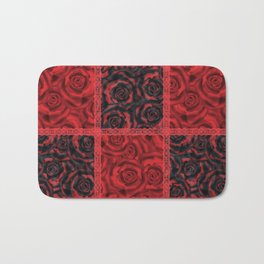 Patchwork . Roses are red. Bath Mat | Pattern, Redroses, Blackroses, Digital, Roses, Patchwork, Abstract, Colorful, Red, Black 