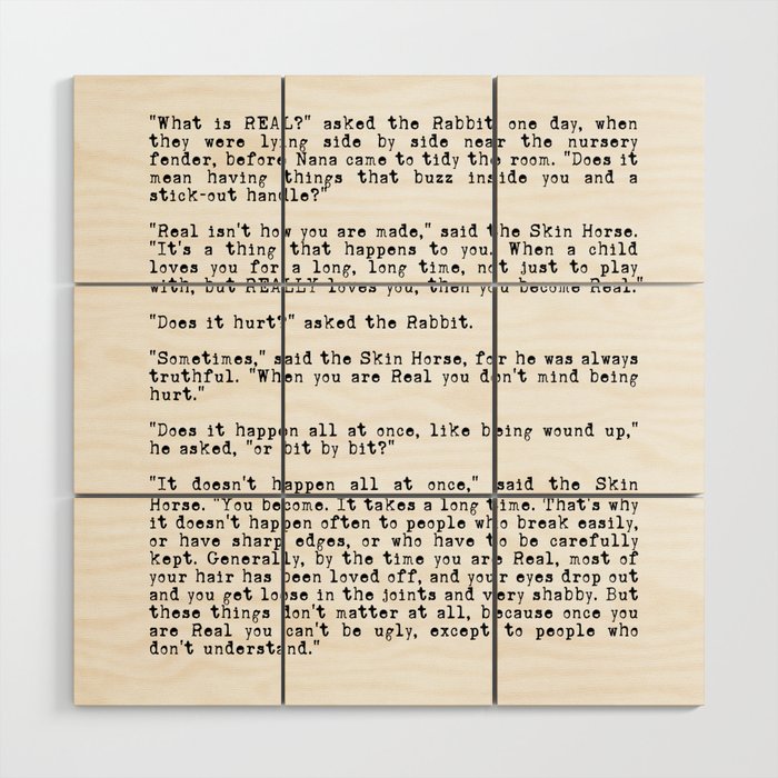 Becoming Real Velveteen Rabbit Quote Wood Wall Art By Bickspics Society6